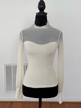 Free People Sheer Long-Sleeve Top in Ivory
